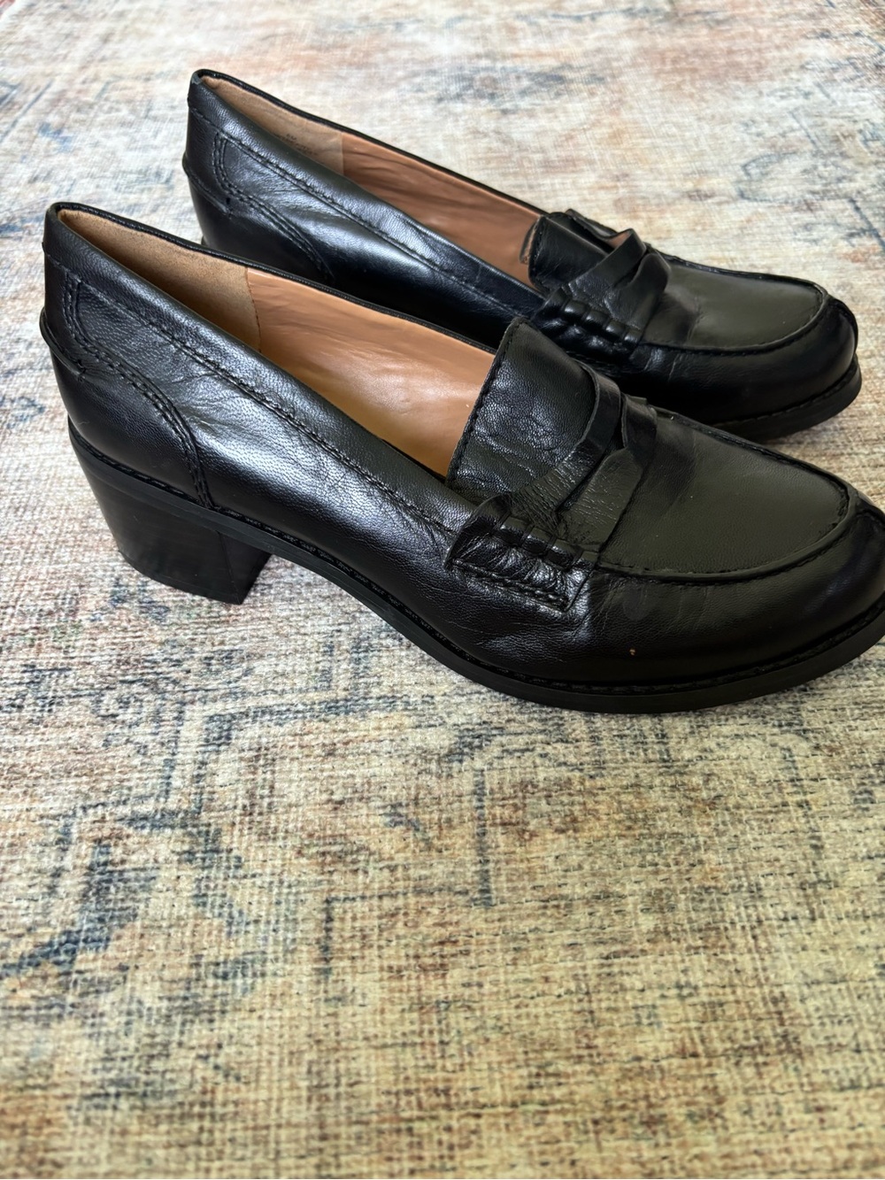 Nine West Black Leather Penny Loafers for Women - Picture 10 of 16